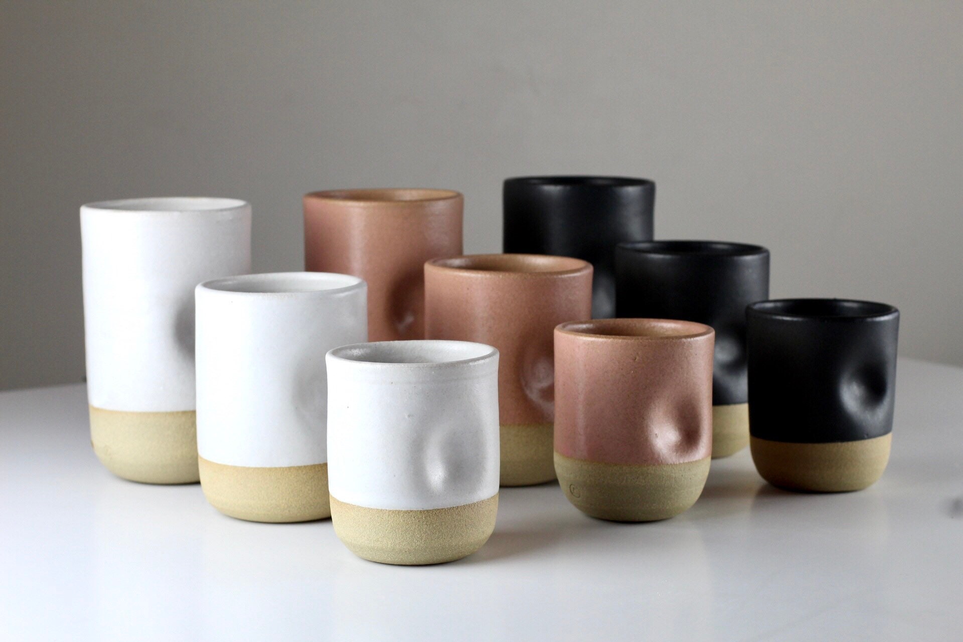 8 oz Indent ceramic mug/thumbprint tumblers/minimalist tea cup Etsy