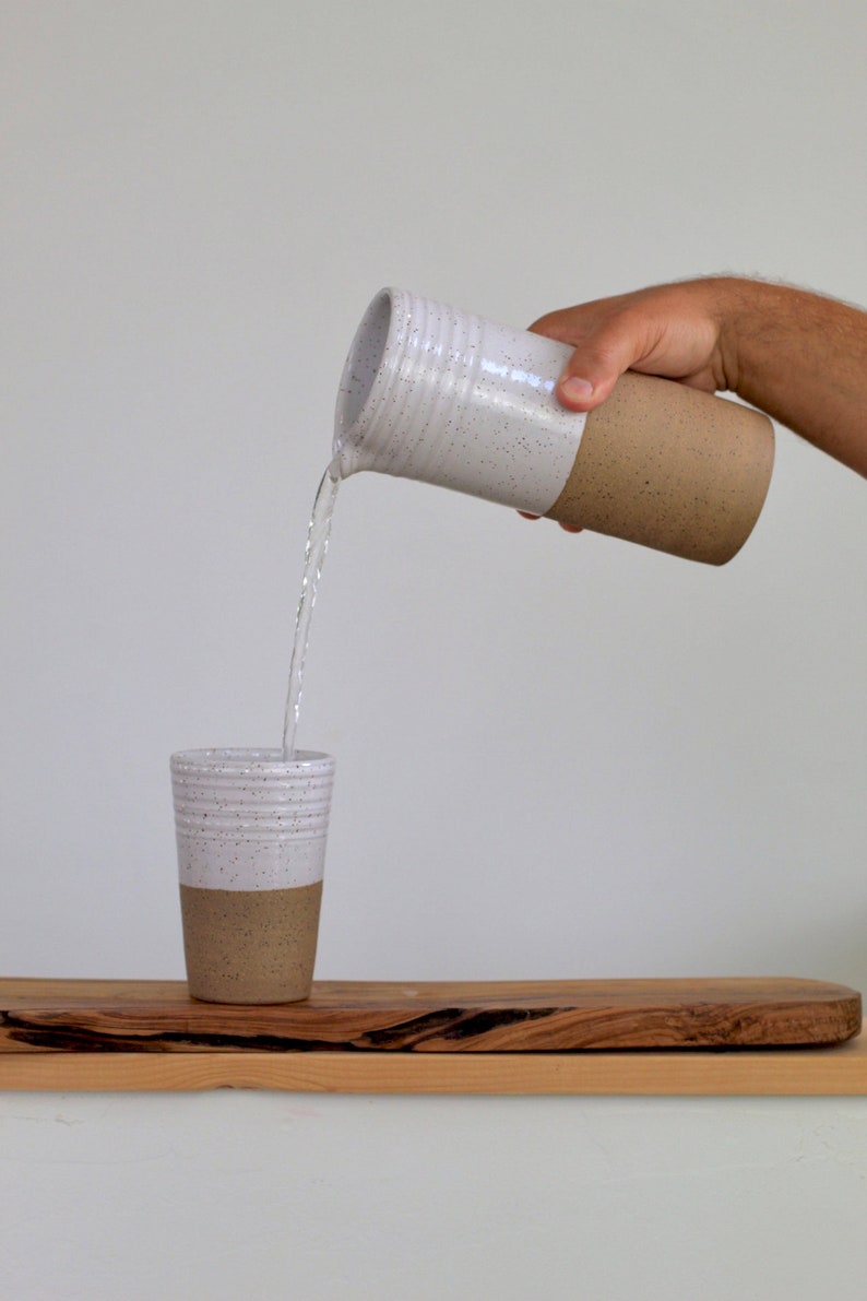 modern water carafe/speckled lemonade, iced tea pitcher image 8