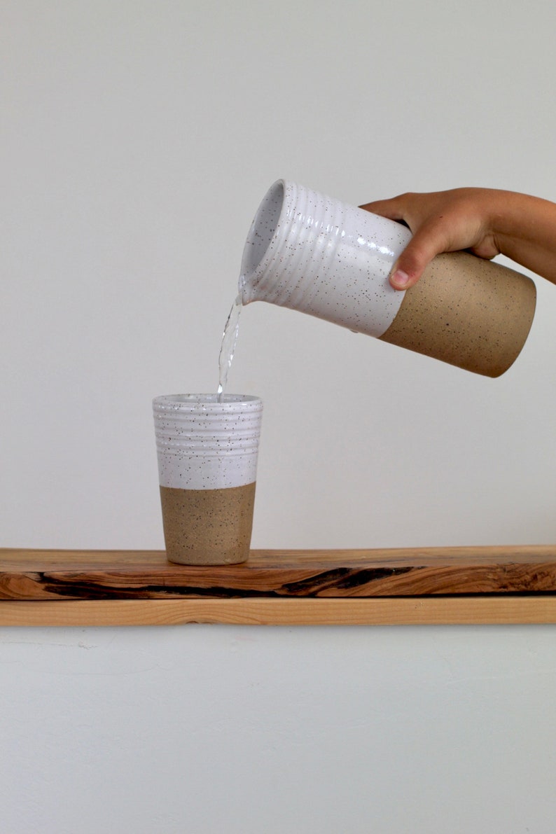 modern water carafe/speckled lemonade, iced tea pitcher image 5