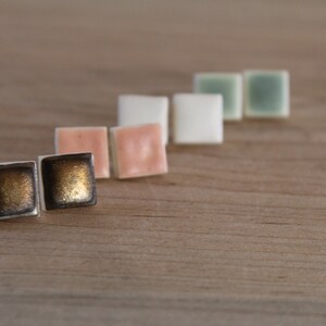 square clay stud earrings image 1
