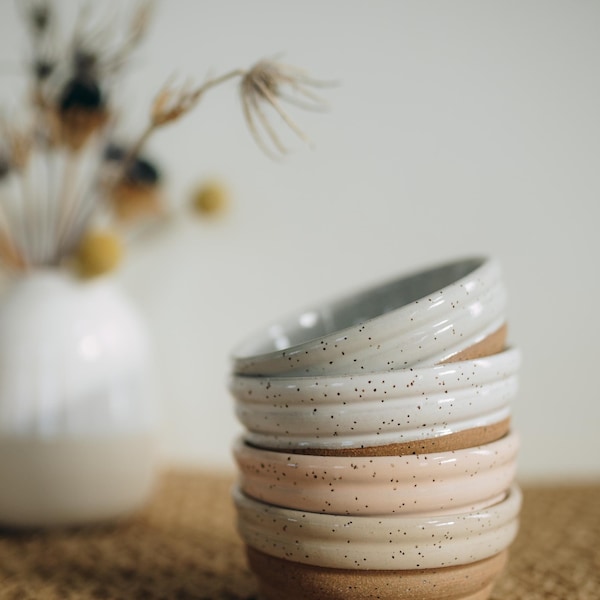 ribbed side dish/small speckled bowl/rustic charcuterie dish
