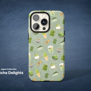 Japanische Matcha Süßigkeiten Handytasche (Für iPhone 16 15 14 13 11 12 Pro Max Plus, Samsung Galaxy S25 24 23 22 21, Google Pixel 6 7 8 9 pro)