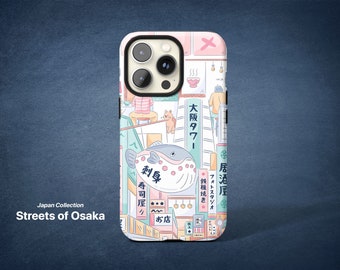 Streets of Osaka Japan Phone Case (For iPhone 15 14 13 11 12 Pro Max Plus X Xr Xs 8, Samsung Galaxy S24 23 22 21, Google Pixel 6 7 8pro)