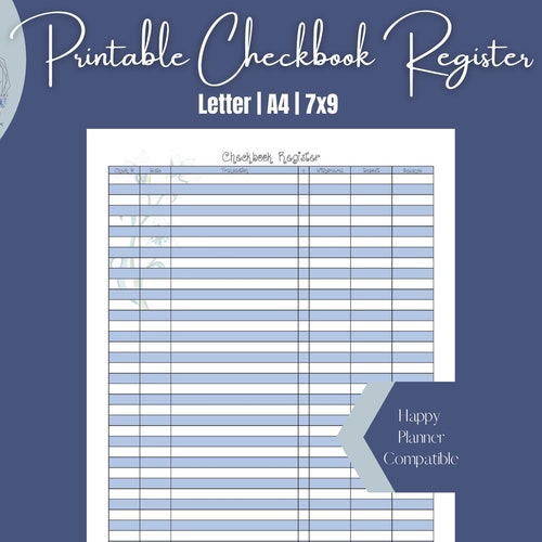 Pocket TN Printable Checkbook Register Financial Planner Etsy