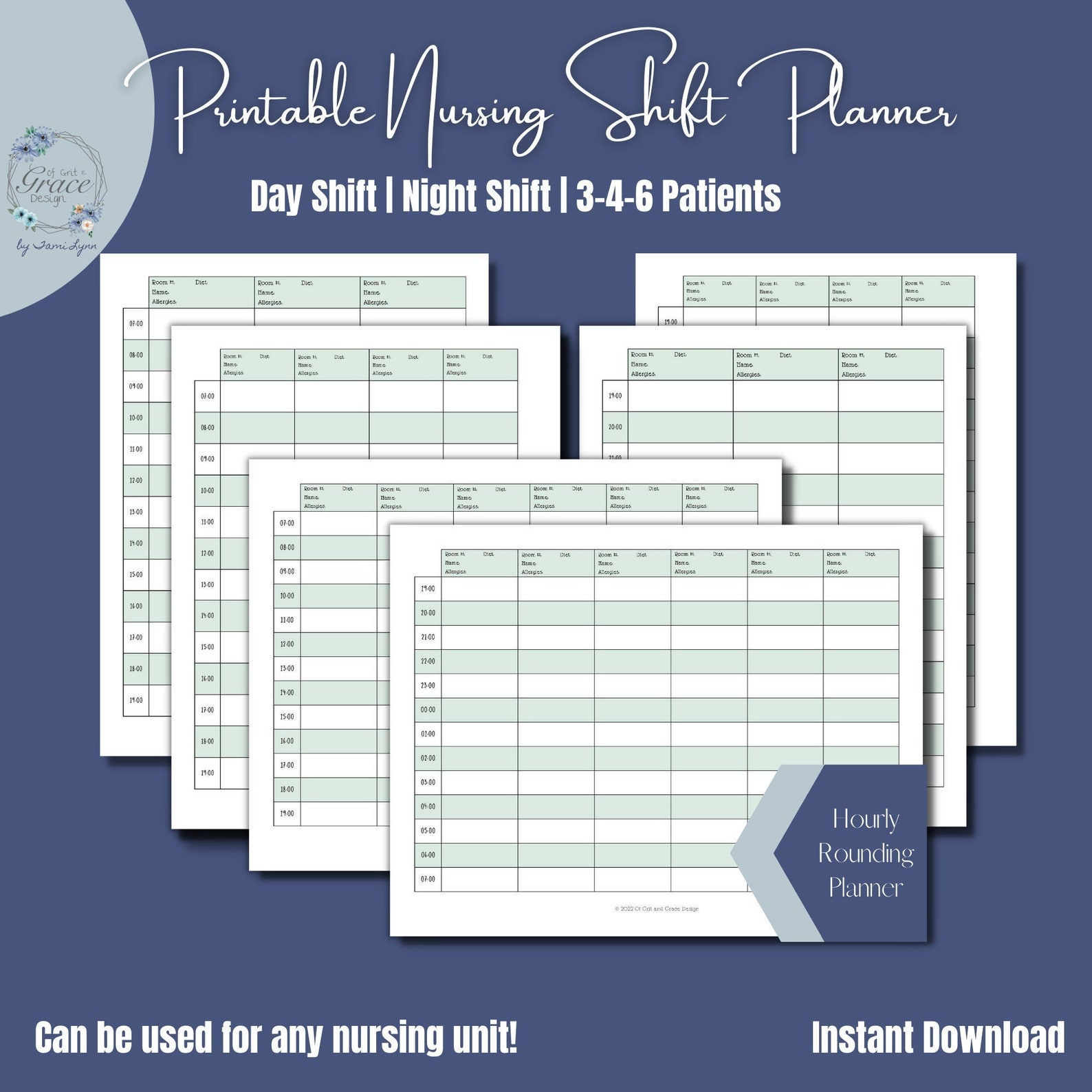 Printable Nursing Hourly Rounding Shift Planner Patient Etsy