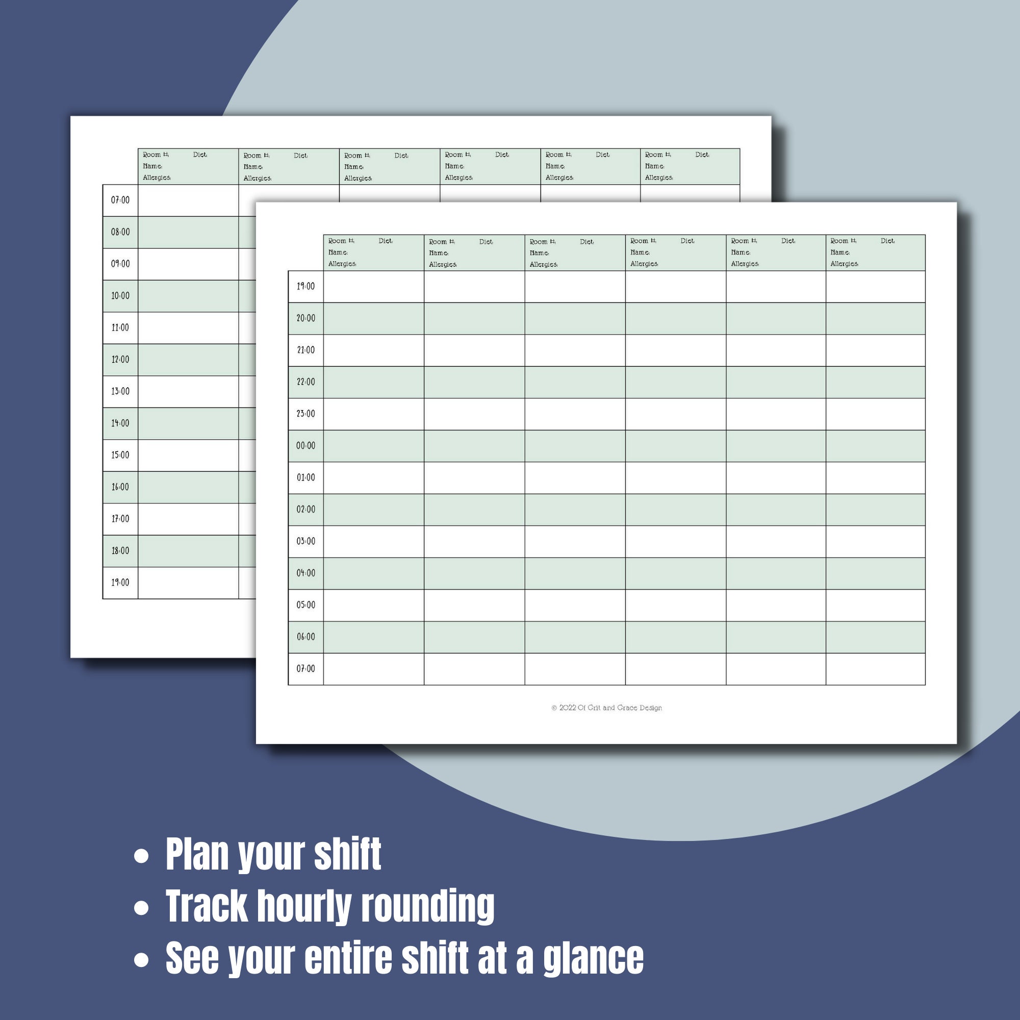 Printable Nursing Hourly Rounding Shift Planner, Patient Medication ...