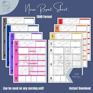Sbar Colour Code Printable SBAR Nurse Report Sheet, Student Nurse Report Sheet, ICU ...