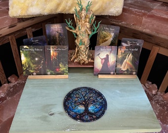meditation table portable, ritual table, alter table, offering table, tarot holder, crystal table, incense table, shrine, metaphysical board