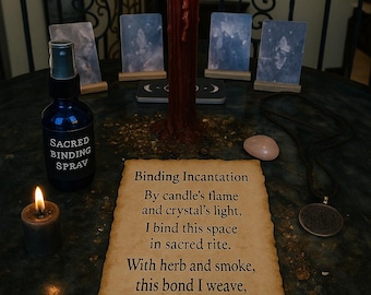Awakening Ritual Altar Kit (8)– Sacred alter Binding Spell, Crystal Pendant, rattle, Candle, Protection Spray, Herbs & Incantation