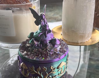 Fairy Zodiac Crystal Chamber Personalized Awakened Moonstone, Amethyst and Strawberry Quartz Energy Vessel