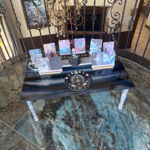 Mesa de meditación de la diosa de la luna, juego de 10, mesa de tarot del sol y la luna, mesa ritual, mesa de altar, mesa de ofrendas, porta tarot