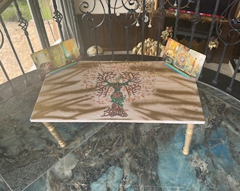 OVERSIZED Meditation table with tarot holders/Tree of life alter/shrine/worship/decor/prayer table