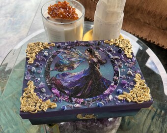 Fairybutterfly Tarot Box Set – lotus Dish + Card Holder+ candle holder, crystal box, memory box, nostalgia box, personalized