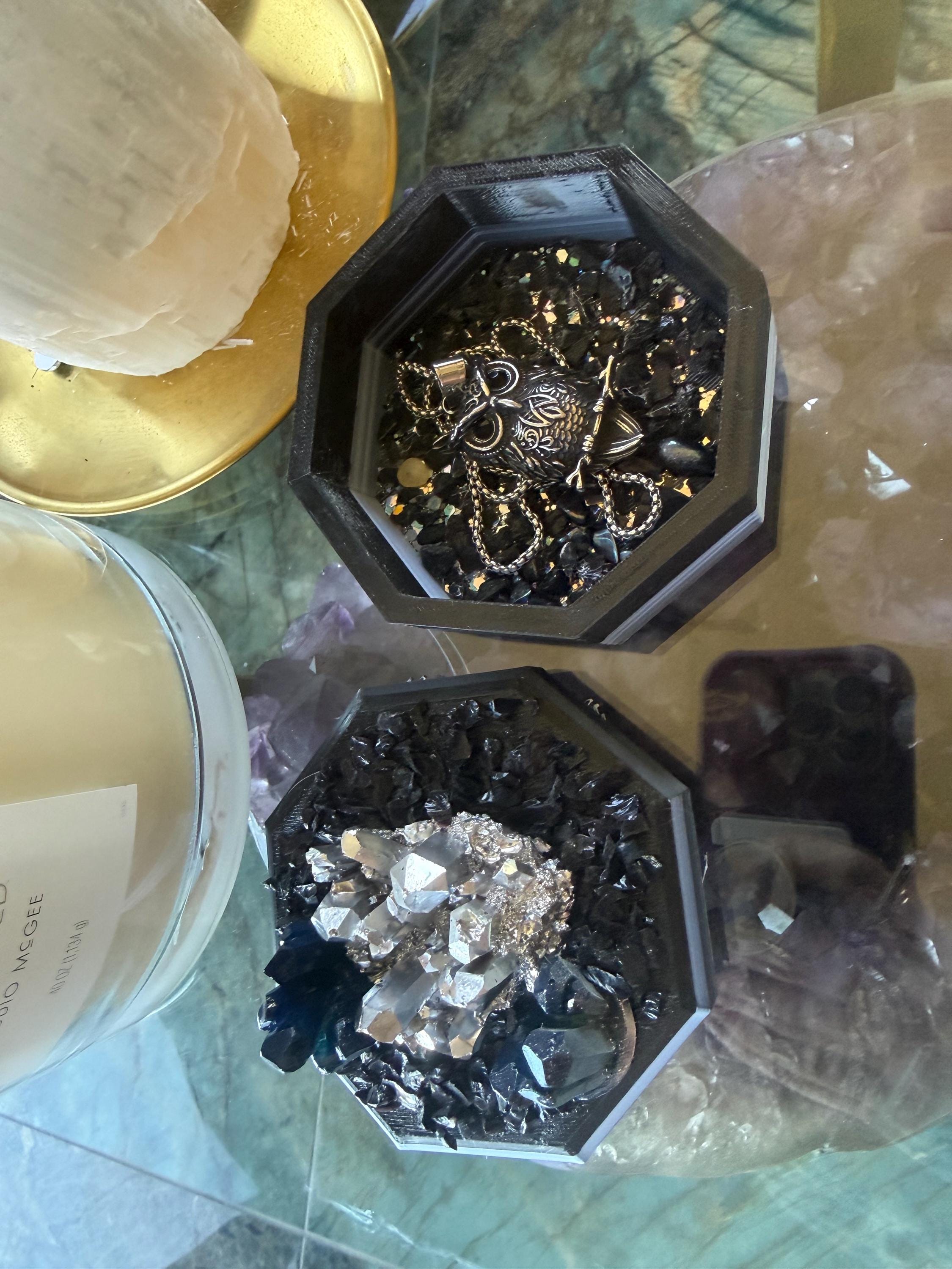 Owl Protection Pendant with Black Tourmaline Charging Dish &ndash; Spiritual Shield Necklace, Hemati