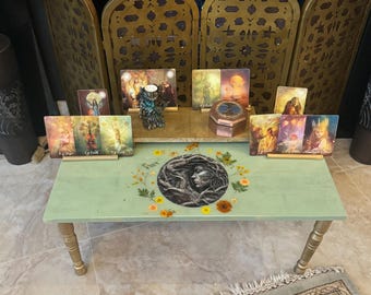 meditation table OVERSIZED-complete set of 10, Goddess tarot table, ritual table, alter table, offering table, tarot holder, shrine