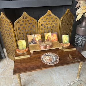 mesa de meditación GRANDE-juego de 10, mesa de tarot Golden Moon, mesa ritual, mesa de altar, mesa de ofrendas, porta tarot, mesa de cristal, santuario,