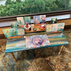 Mesa de meditación - Juego de 10, El Unicornio GRANDE, Animal espiritual/mesa de tarot, mesa ritual, altar, mesa divina, porta tarot, santuario