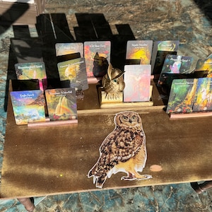 Mesa de meditación GRANDE - Juego de 9, El Búho, mesa ritual, mesa de altar, mesa de ofrendas, porta tarot, mesa de cristal, mesa de incienso, santuario