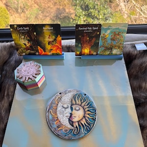 meditation table portable, ritual table, alter table, offering table, tarot holder, crystal table, incense table, shrine, metaphysical board