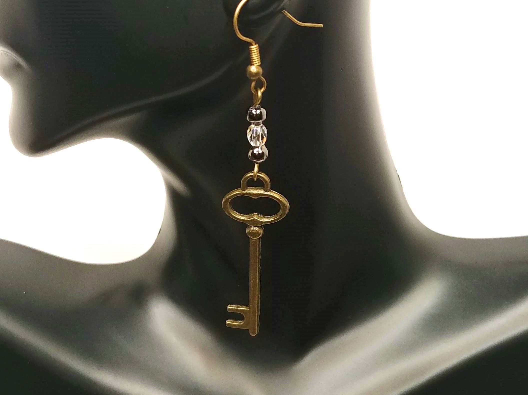 Long Skeleton Key EarringsVintage Key EarringsAntique Metal Etsy