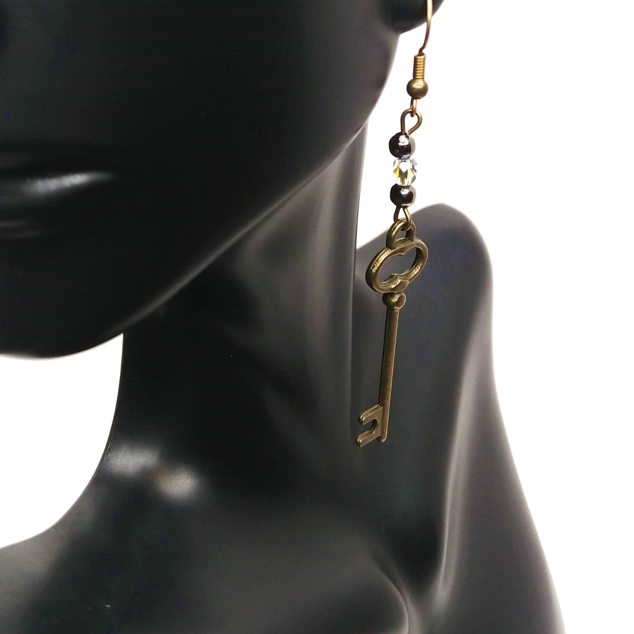Long Skeleton Key EarringsVintage Key EarringsAntique Metal Etsy