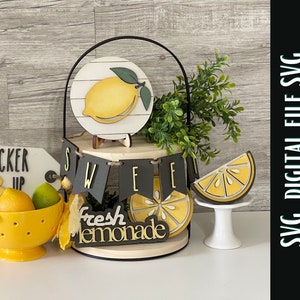 Glowforge File | Laser SVG File |Lemon Tiered Tray Set | diy Kit| Decor SVG| Laser Cut File | Lemon Decor | Glowforge File