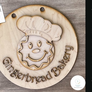 Gingerbread Bakery Door Hanger SVG, Laser Cut File