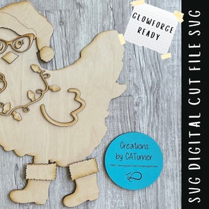 Glowforge File | Laser SVG File |Christmas Chicken With Glasses and Rain Boots | DIY Kit | Laser Cut File | Chicken Decor | Glowforge File