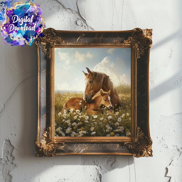 Digital download art rustic wall art print horse art print farmhouse decor printable art country decor nature horse lover gift farm animals