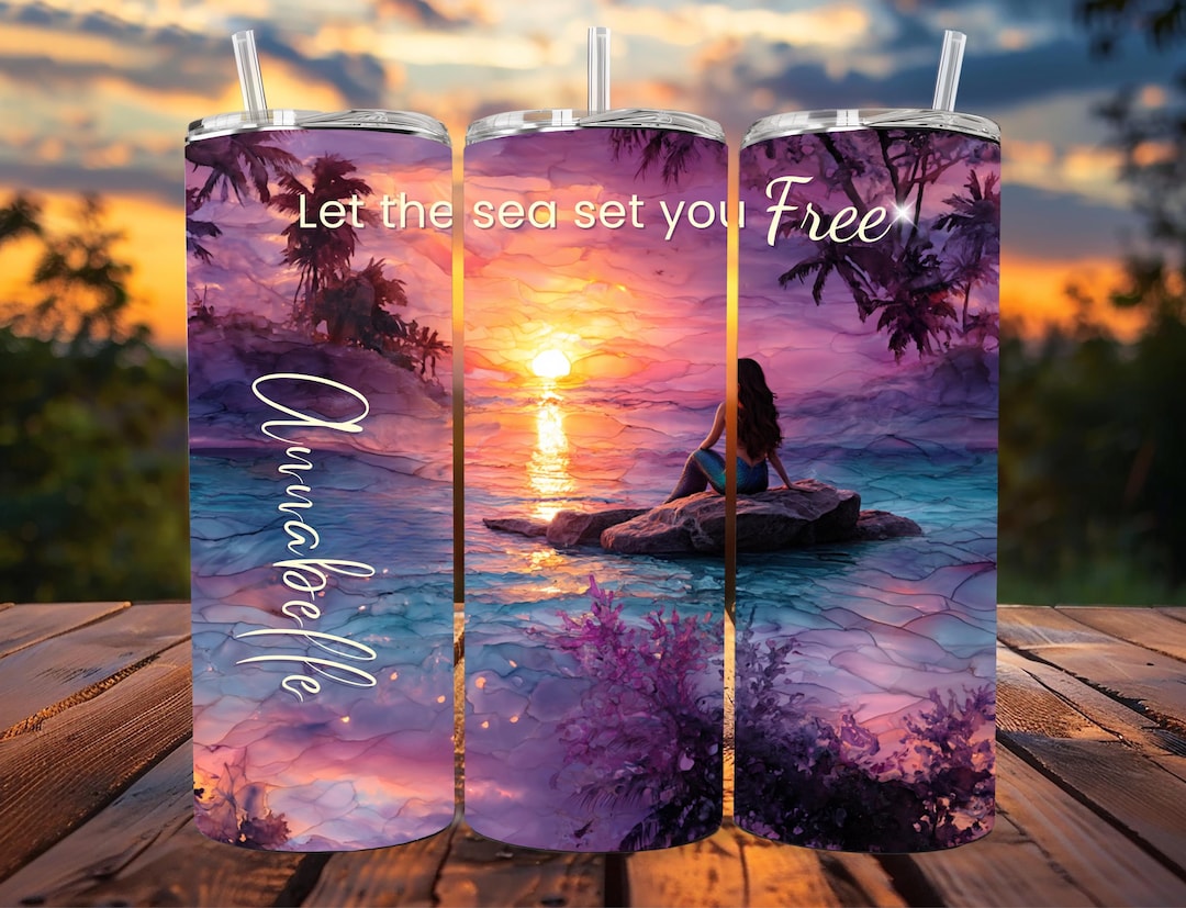 Mermaid Tumbler Wrap PNG 20 Oz Skinny Sublimation Design Let the Sea ...