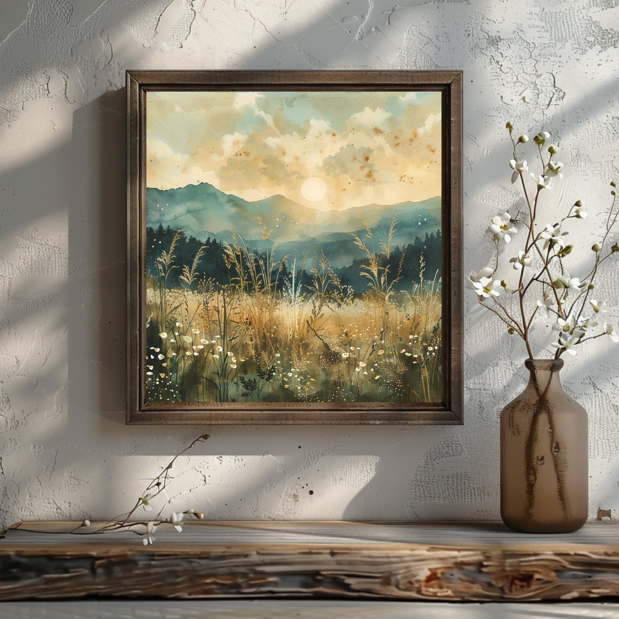 Digital Download Rustic Wall Art Print Vintage Style Landscape Print ...