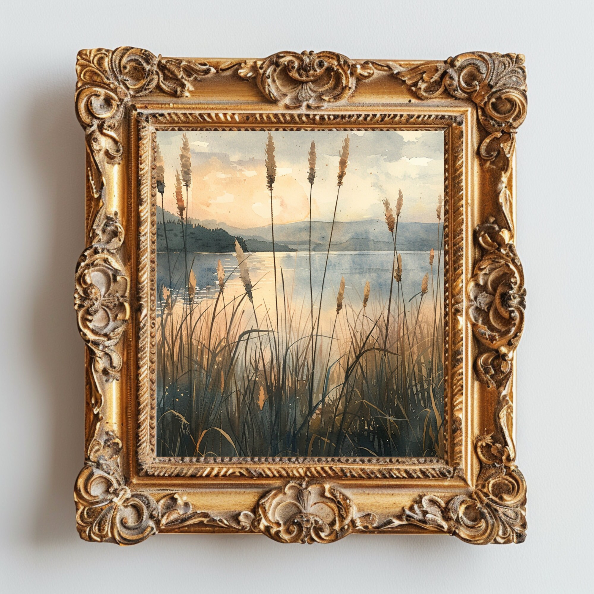 Digital Download Rustic Wall Art Print Lake Decor Meadow Vintage Style ...