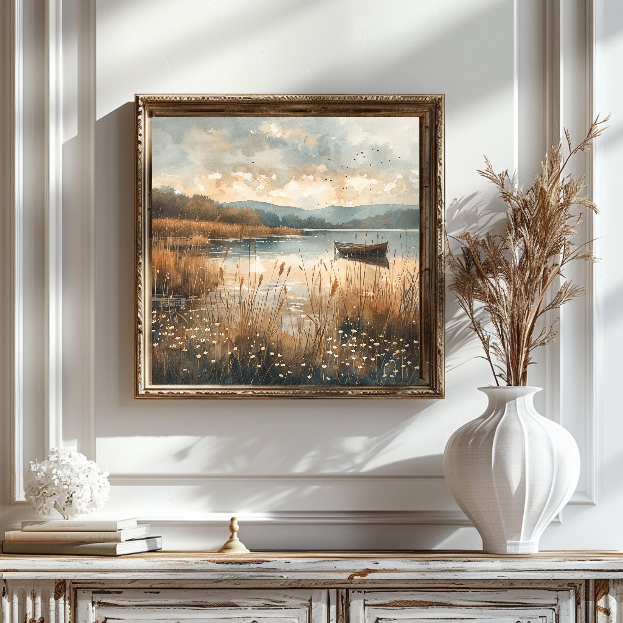 Digital Download Rustic Wall Art Print Lake Decor Boat Vintage ...