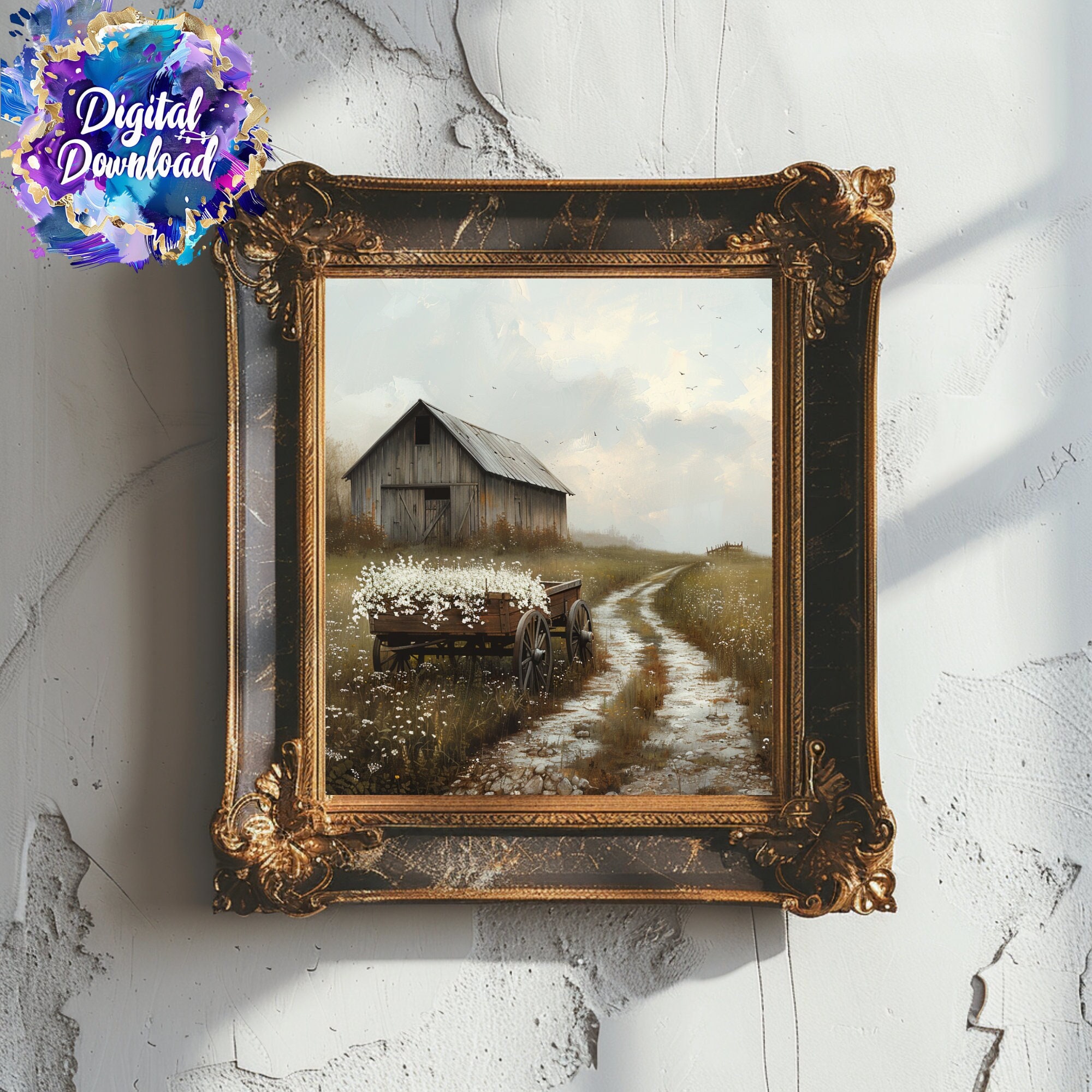 Digital Download Art Rustic Wall Art Print Barn Decor Vintage Landscape ...