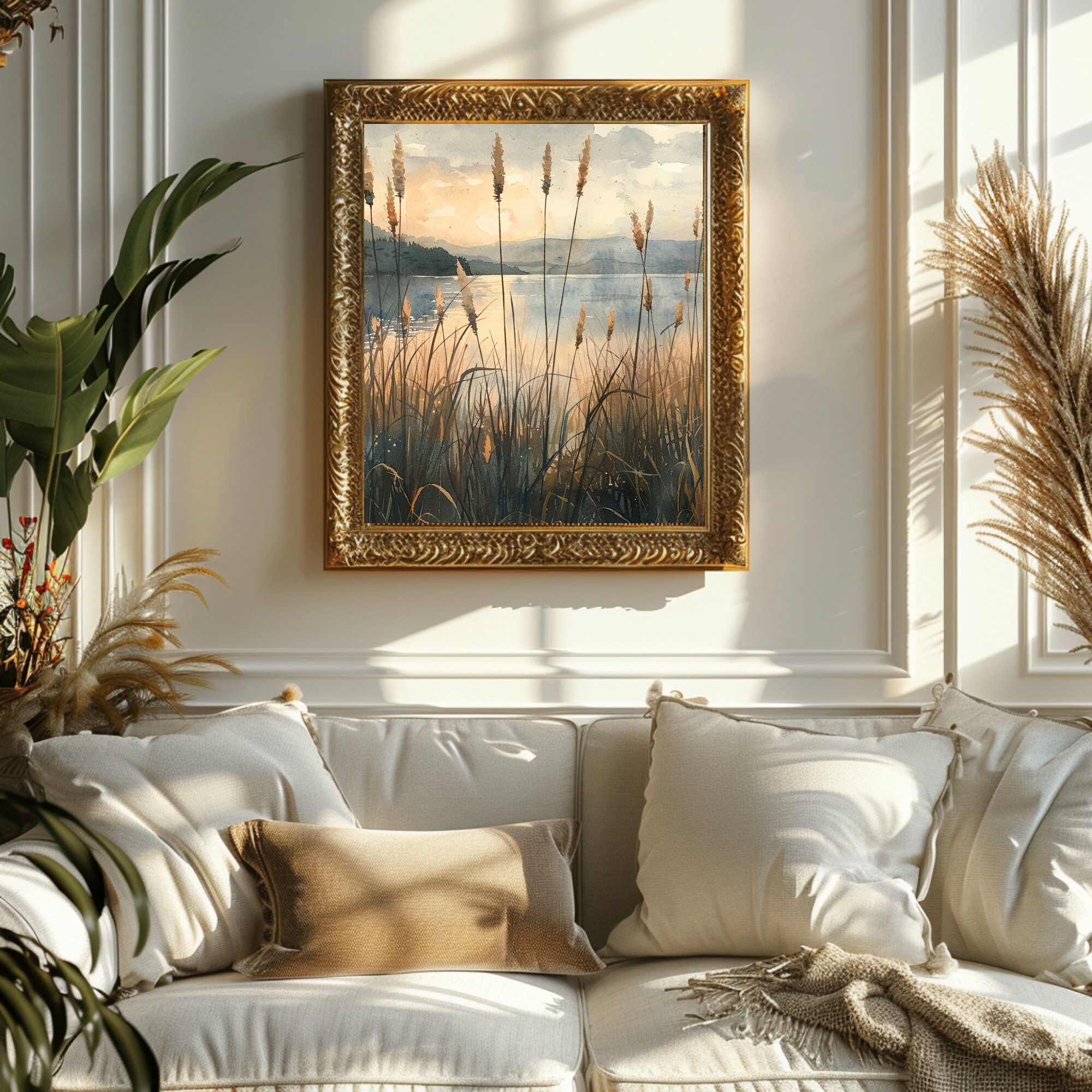Digital Download Rustic Wall Art Print Lake Decor Meadow Vintage Style ...