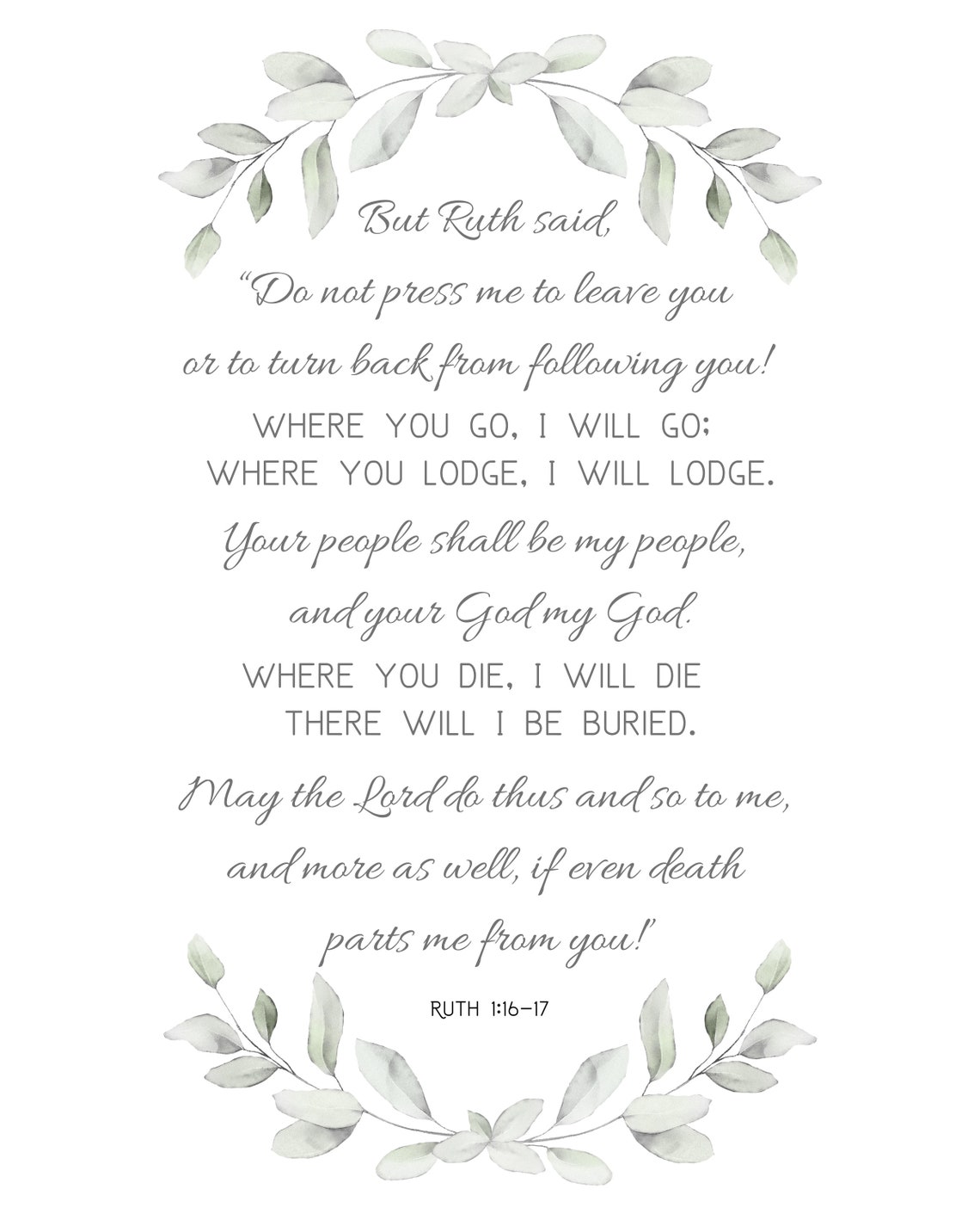 Where you go I will go Ruth 1:16-17 Instant Download | Etsy