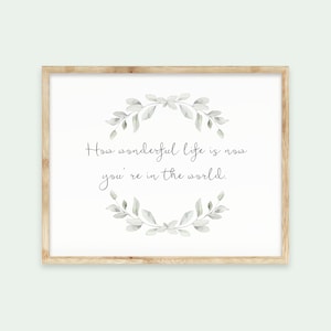 How wonderful life is now you&#39;re in the world- Instant Download- Digital Download- Nursery Art- Kids Room Decor