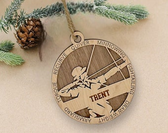 Personalized Male Archer Christmas Ornament, Custom Archery Coach Gift, Sports Ornament, Bow and Arrow Hunting Gift, Coach Gifts