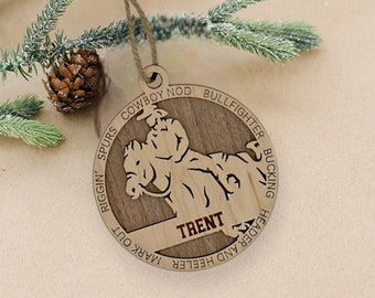 Personalized Male Rodeo Christmas Ornament, Horseback Riding Sports Ornament, Cowboy Coach Ornament, Horse Lover Gifts