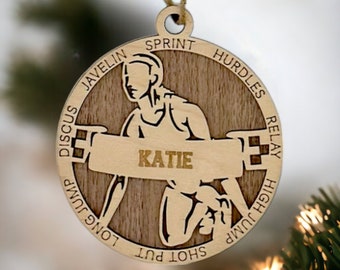 Female Track and Field Ornament, Personalized Gifts for Runners, Runner Christmas Ornament, Track Coach Gifts, Running Gifts, Track Mom