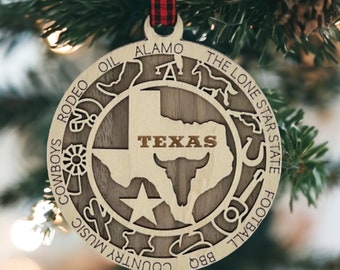 Texas Highlight Christmas Ornament, State Ornament, I love Texas, Texas Personalized Keepsake, Texas Souviner, Texas Travel Ornament