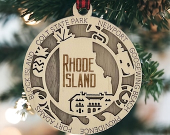 Rhode Island State Ornament, Providence Custom Travel Ornament, Rhode Island Gifts, New Housewarming Christmas Ornament Bulk