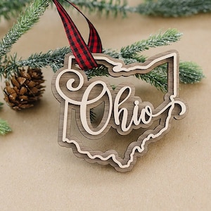 Ohio Christmas Ornament, Buckeye State Ornament, Ohio State Holiday Tree Ornament, Ohio Souvenir, Personalized Custom Gift