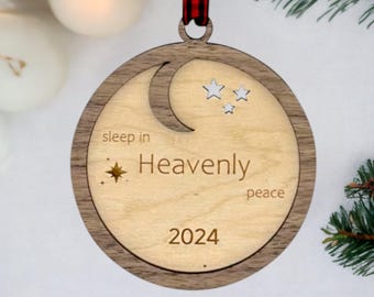 Dormir em paz celestial ornamento memorial do bebê, lembrança personalizada de aborto espontâneo, em memória amorosa, ornamento de Natal personalizado