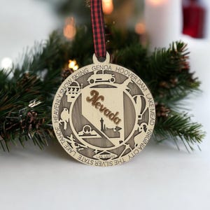 Nevada kerstornament bulk, Las Vegas skyline vakantie boom souvenir, staat reisornament, Sierra Nevada custom housewarmingcadeaus