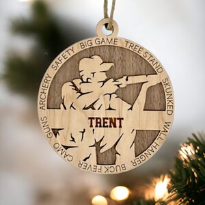 Personalized Male Hunter Christmas Ornament, Custom Hunting Ornament, Sports Ornament, Gifts for Hunters, Hunting Gifts