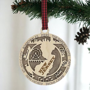 New Jersey State Ornament, NJ Christmas Ornament, Made in New Jersey Personalized Keepsake, New Jersey Souvenir, Atlantic Christmas Gift