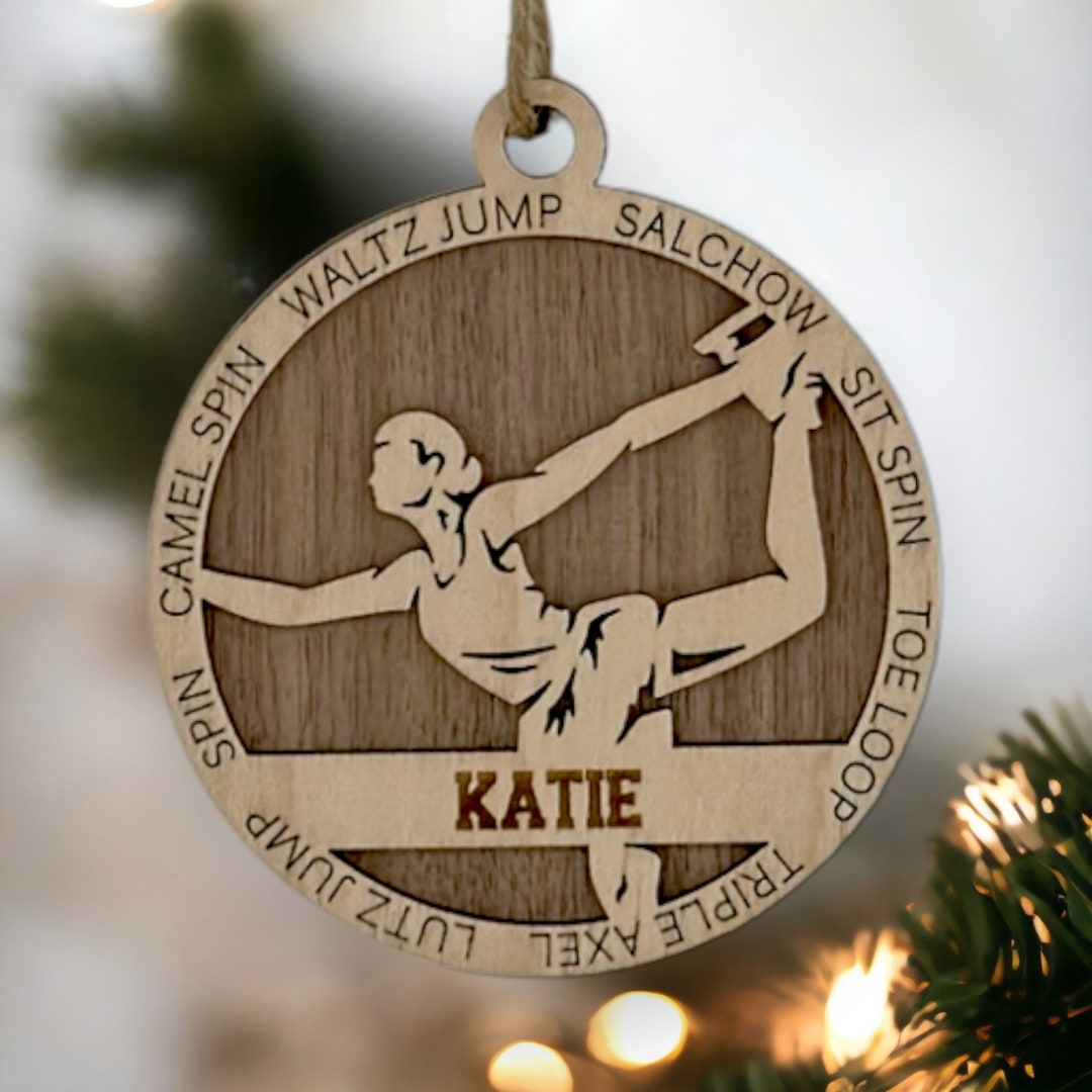 Personalized Female Figure Skating Christmas Ornament, Girl Figure