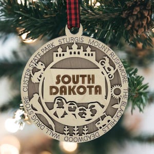 South Dakota Highlights State Ornament, Pierre South Dakota Christmas Ornament Bulk, Sioux Falls Custom Travel Ornament, Nuovo regalo per la casa