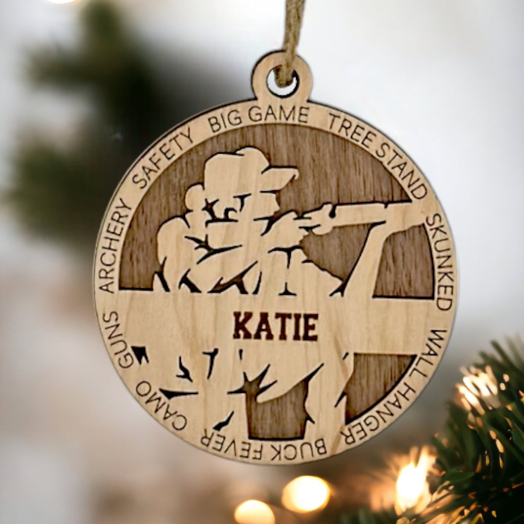 Personalized Girl Hunter Christmas Ornament, Custom Christmas Hunter